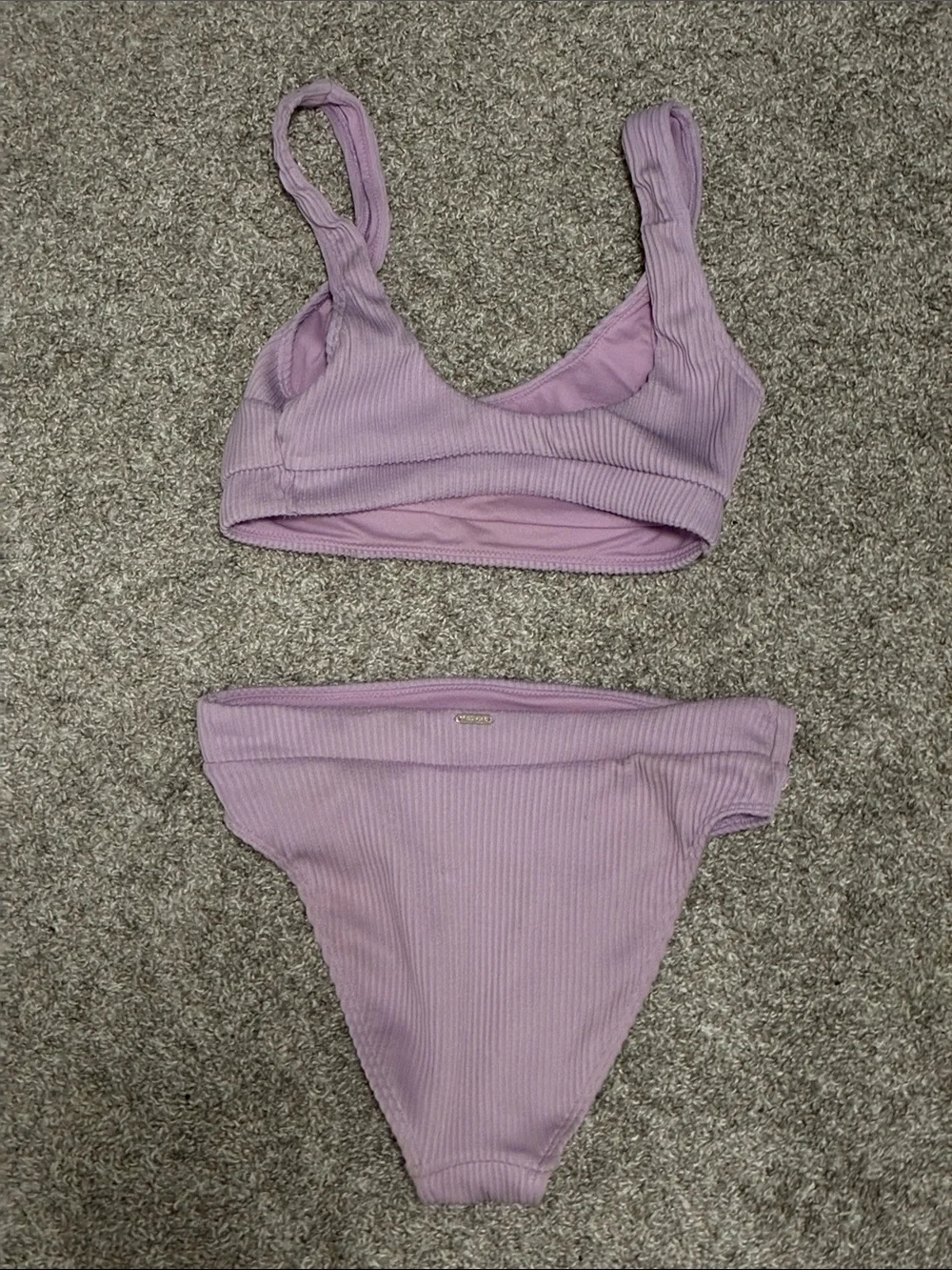 Hollister Light Purple Ribbed High Waisted Bikini Swimsuit